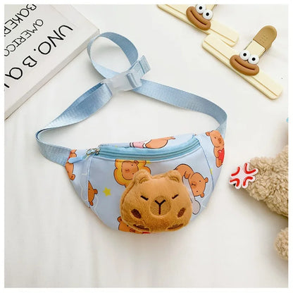 Cute Capybara Kids Fanny Pack – Plush Cartoon Waist Bag
