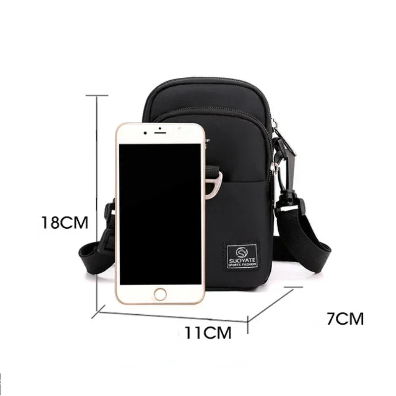 Men's Nylon Crossbody Bag – 3-Layer Mini Messenger Shoulder Bag