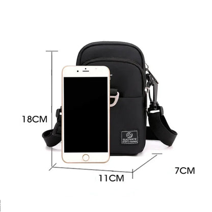 Men's Nylon Crossbody Bag – 3-Layer Mini Messenger Shoulder Bag