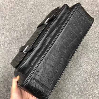 Men's Genuine Crocodile Leather Briefcase – 16" Luxury Laptop Bag