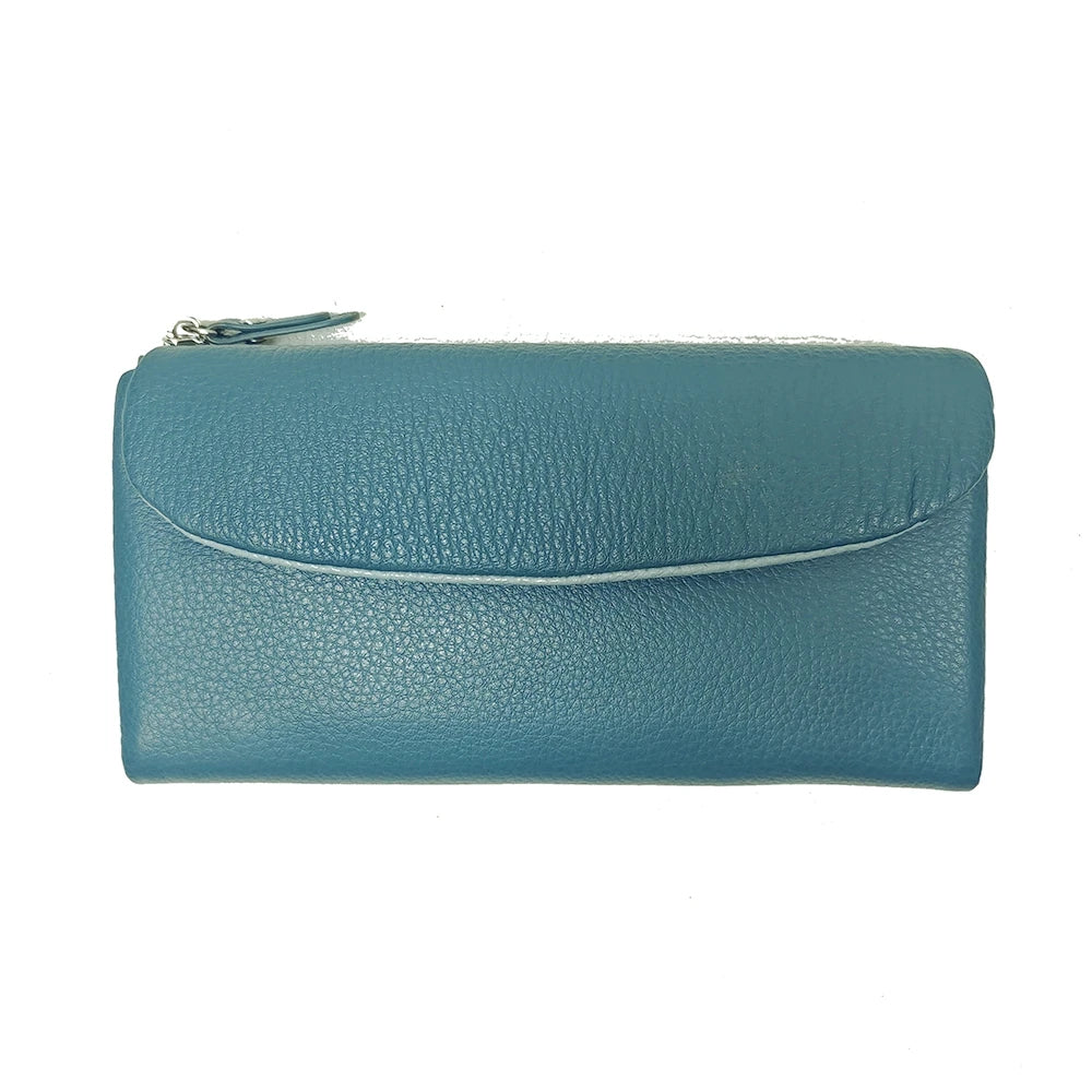Genuine Leather Long Clutch Wallet for Women – Rainbow Interior