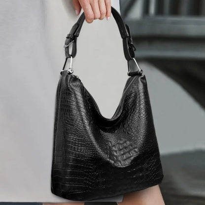 Crocodile Pattern Hobo Bag for Women – Leather Shoulder Crossbody