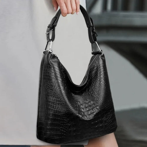 Crocodile Pattern Hobo Bag for Women – Leather Shoulder Crossbody