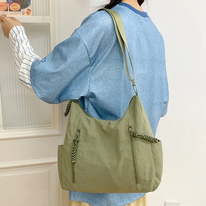 Nylon Crossbody Shoulder Bag for Women – Multi-Pocket Lightweight Tote