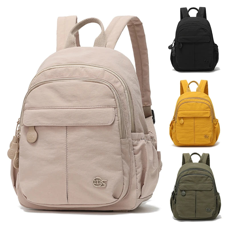 Mini Nylon Backpack for Women – Multi-Pocket Travel & Daily Bag