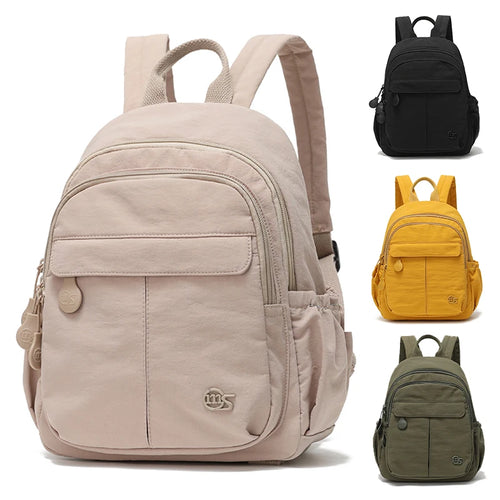 Mini Nylon Backpack for Women – Multi-Pocket Travel & Daily Bag