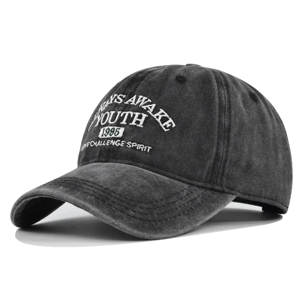 Embroidered Snapback Baseball Cap Vintage Washed Unisex