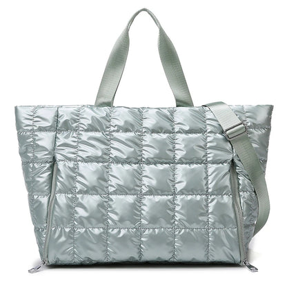 Quilted Puffer Tote Bag – Large Travel & Gym Shoulder Bag