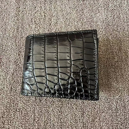 Genuine Leather Crocodile-Embossed Card Holder Wallet