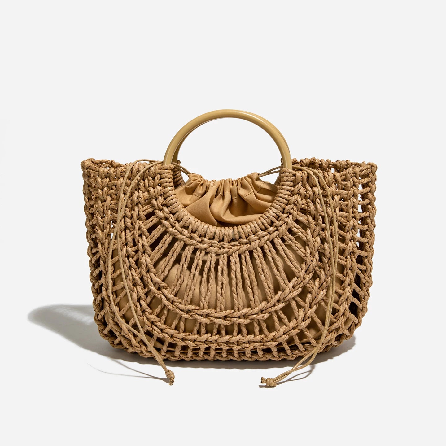 Rattan Woven Straw Bag for Women – Handmade Summer Crossbody Tote