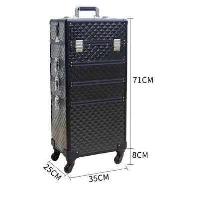 Professional Rolling Makeup Trolley Case 4-Layer with Wheels