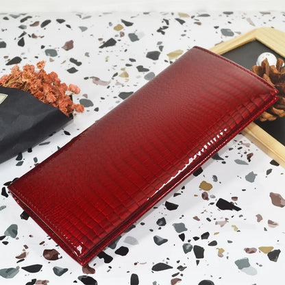 Luxury Slim Long Wallet for Women – Lizard Pattern Leather