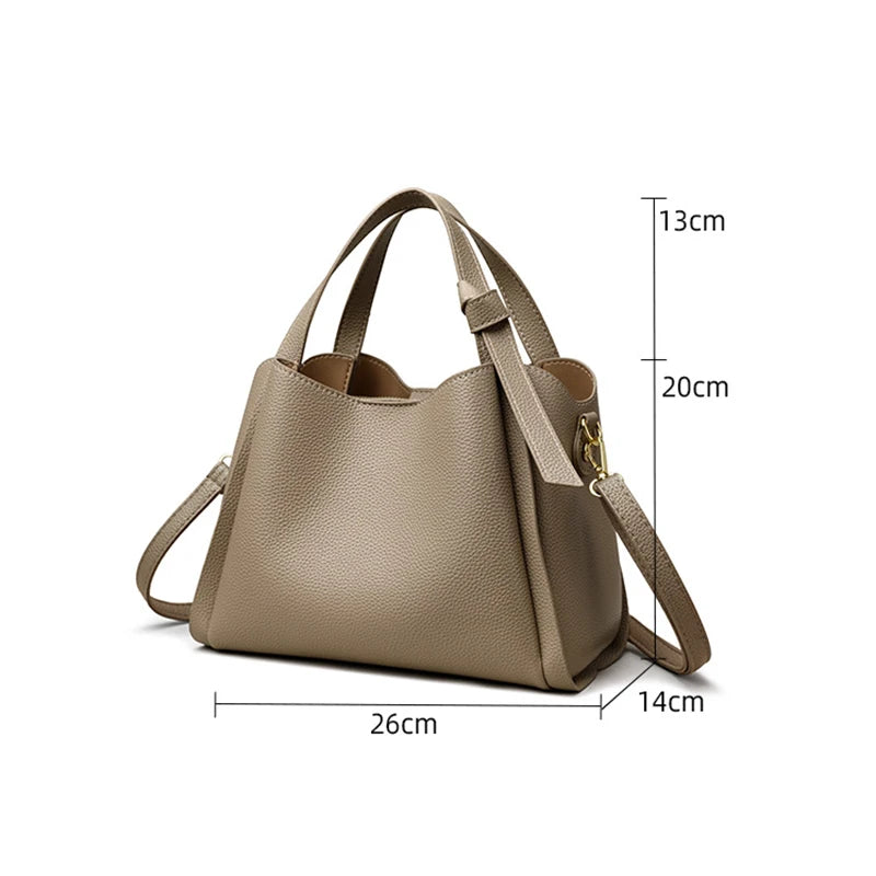 Leather Bucket Handbag – Women's Large Capacity Shoulder & Crossbody Bag