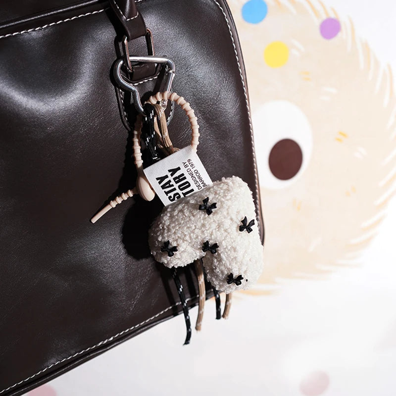 Plush Bow Keychain – Y2K Bag Charm & Car Key Pendant