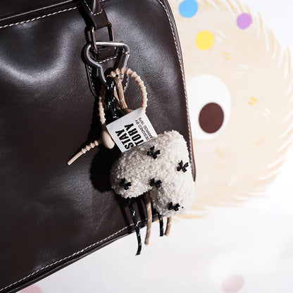 Plush Bow Keychain – Y2K Bag Charm & Car Key Pendant