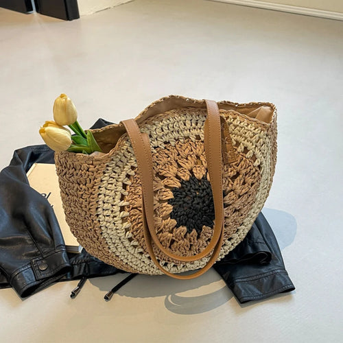 Handmade Straw Woven Tote Bag – Large Capacity Beach Shoulder Bag