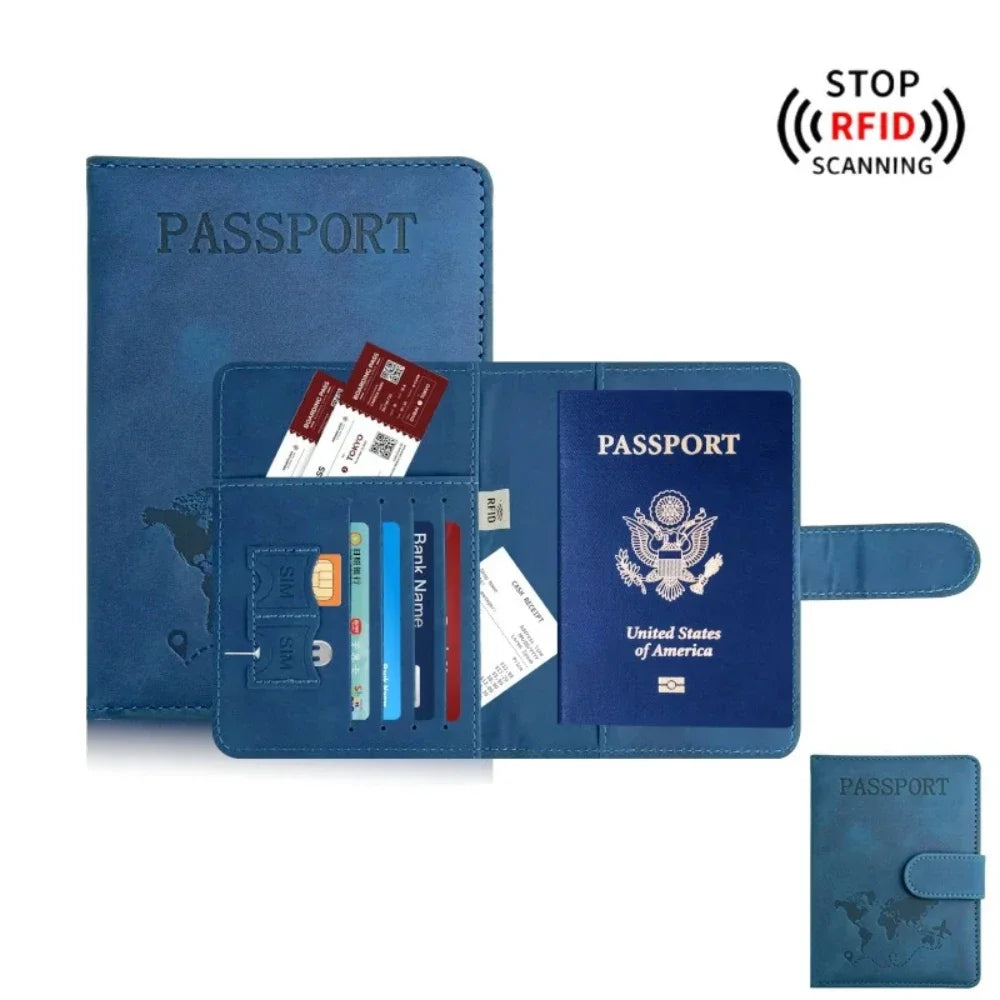 RFID Passport Holder – Travel Wallet with Card Slots & Magnetic Snap