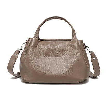 Genuine Cowhide Leather Bucket Tote Bag for Women – Large Capacity