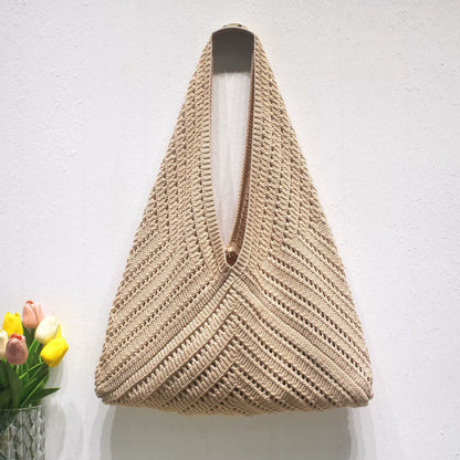 Crochet Tote Bag for Women – Large Triangle Knit Shoulder Bag