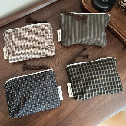 Vintage Plaid Coin Purse Women's Mini Zipper Wallet