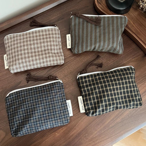 Vintage Plaid Coin Purse Women's Mini Zipper Wallet