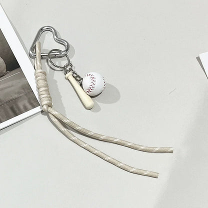 Baseball Bag Charm Keychain – Mini Ball & Bat Rope Pendant