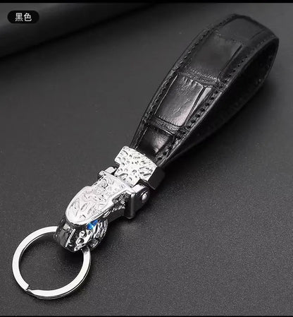 Crocodile Skin Leather Keychain – Luxury Claw Pendant Key Ring