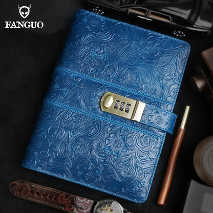 Locked Leather Journal A5 Notebook with Password Lock