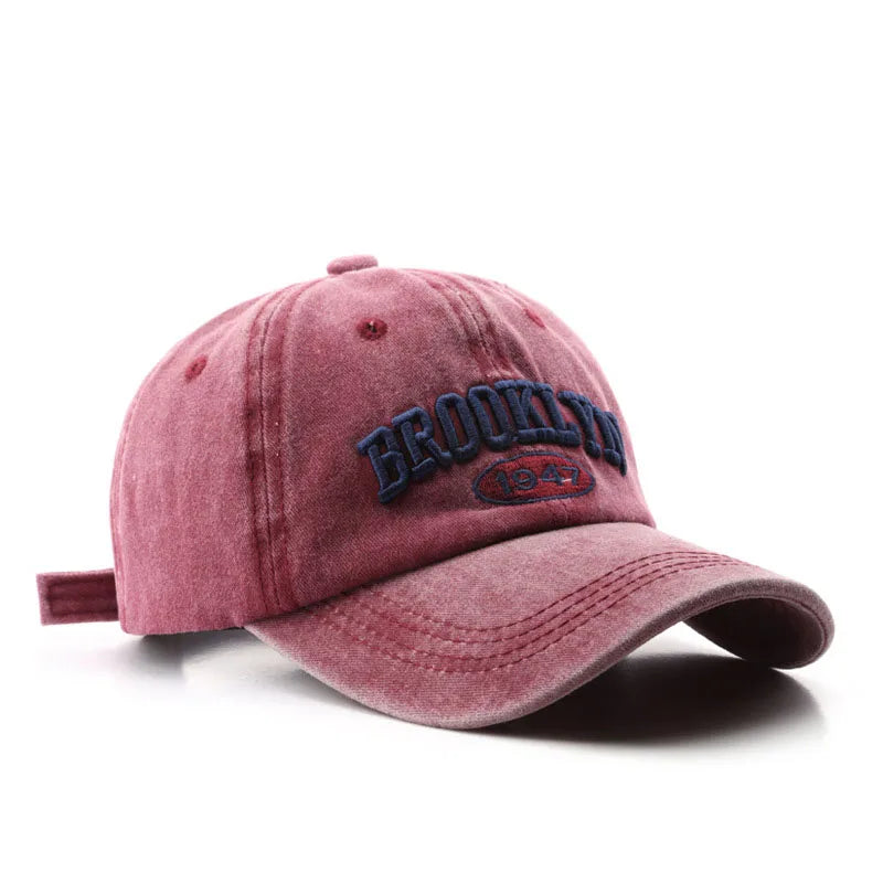 Retro Embroidered Baseball Cap – Washed Cotton Snapback Hat