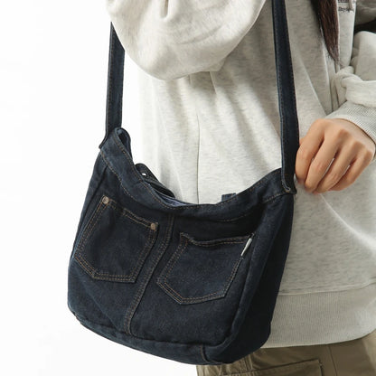 Women's Denim Crossbody Shoulder Bag – Casual Everyday Handbag