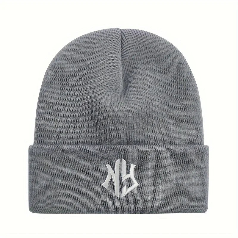 NY Embroidered Knit Beanie – Unisex Winter Hat