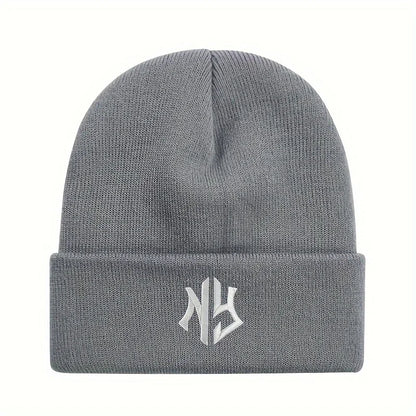 NY Embroidered Knit Beanie – Unisex Winter Hat