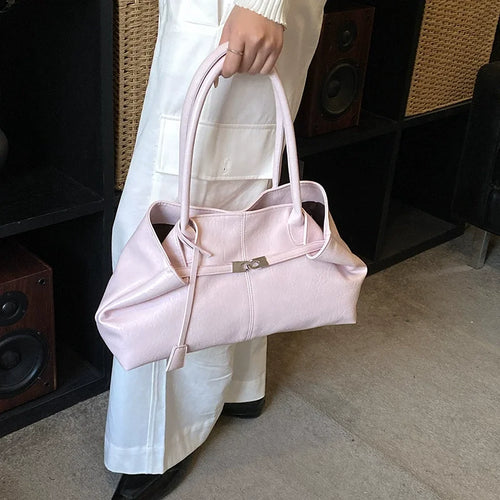 Large Capacity Pleated Leather Tote Bag for Women