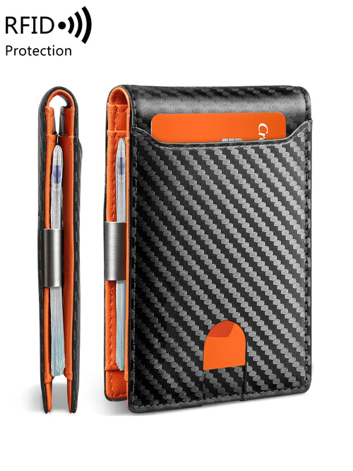 RFID Blocking Carbon Fiber Wallet – Ultra-Slim Bi-Fold Credit Card Holder with ID Window