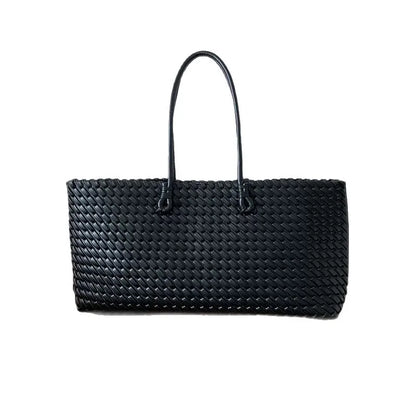 Large Woven PU Leather Tote Bag for Women – Luxury Shoulder Handbag
