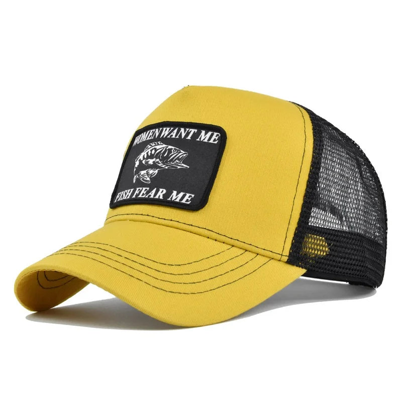 Women Want Me Fish Fear Me Trucker Hat – Unisex Fishing Cap