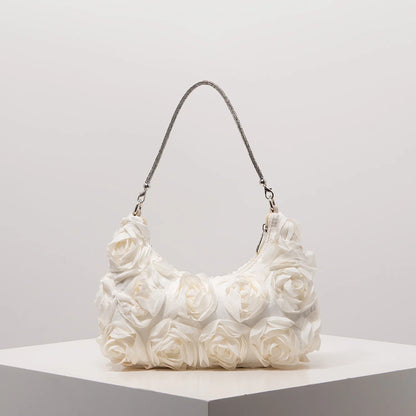 3D Rose Floral Shoulder Bag for Women – Party & Gala