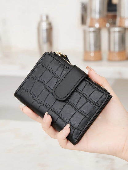 Animal Print Small Bifold Wallet for Women with Zipper