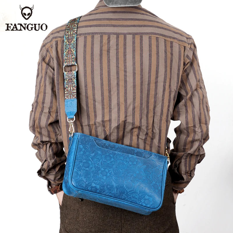 Handmade Genuine Leather Crossbody Messenger Bag for Men