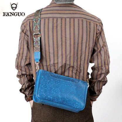 Handmade Genuine Leather Crossbody Messenger Bag for Men
