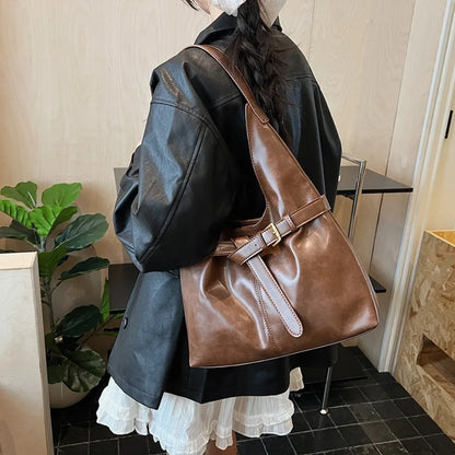 Retro PU Leather Hobo Bag – Large Capacity Shoulder Bag