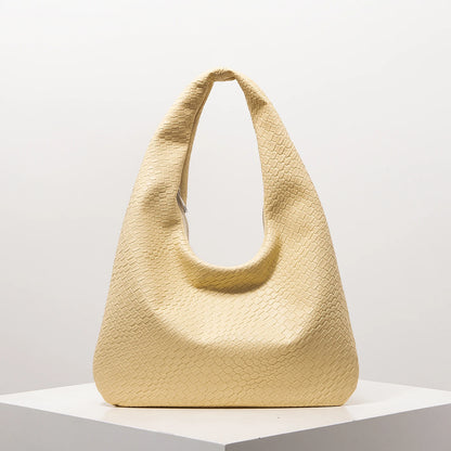 Vintage Faux Woven Leather Shoulder Bag Women S Handbag Large Capacity Tote Bag Crescent Bag
