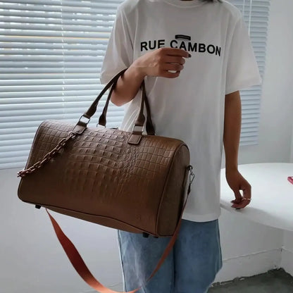 Crocodile Pattern PU Leather Travel Duffle Bag for Women