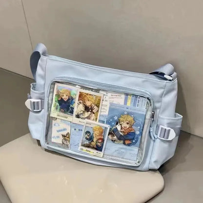 Anime Postcard Display Crossbody Bag Clear Window Messenger Bag