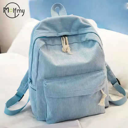 1pcs Personalized Backpack Large Capacity Corduroy Schoolbag Hand-Made Unique Name Custom Multicolor