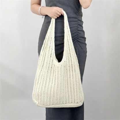 Bohemian Crochet Shoulder Bag – Large Capacity Woven Tote