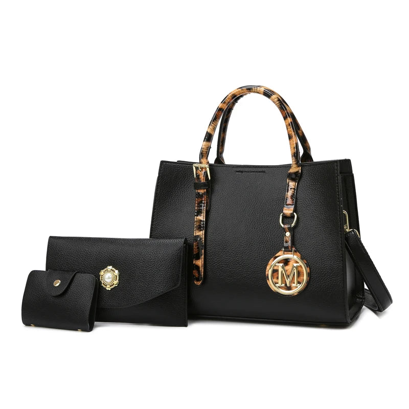 Women's PU Leather Tote Bag Set – Vintage Luxury Designer Handbag