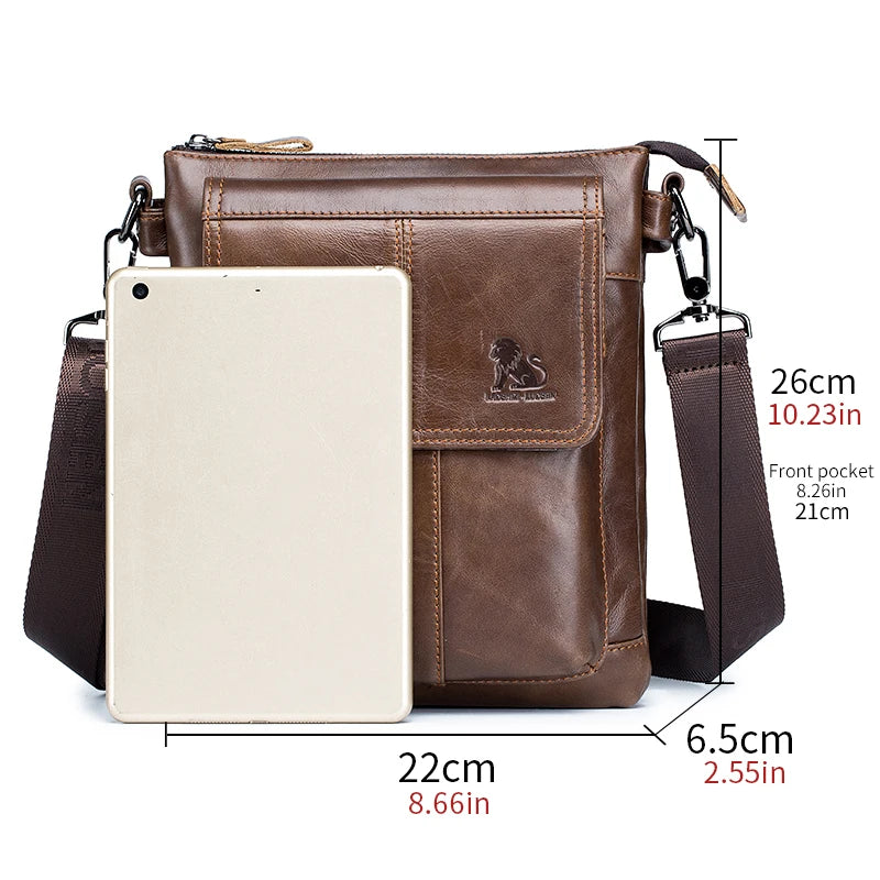 Men's Genuine Leather Crossbody Bag – Retro Cowhide Shoulder Bag
