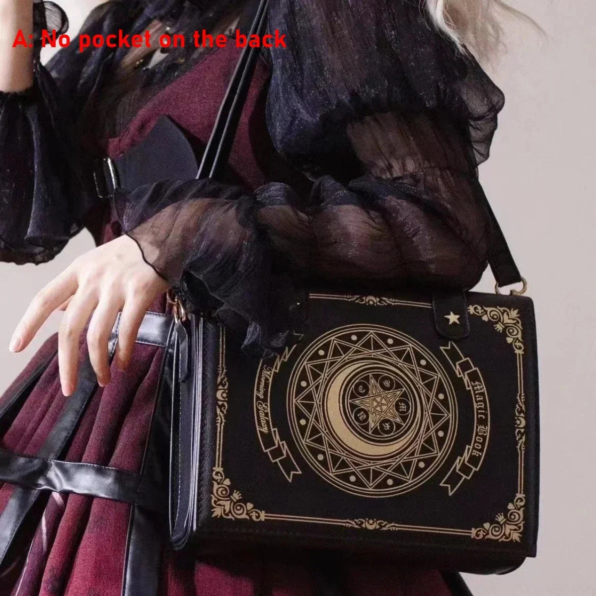 Gothic Magic Book Shoulder Bag – Y2K Aesthetic Crossbody Purse