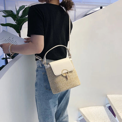 Straw Bucket Bag Women's Summer Crossbody Handbag